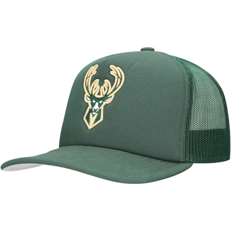 men8217s milwaukee bucks mitchell amp ness hunter green core evergreen otc trucker adjustable hat