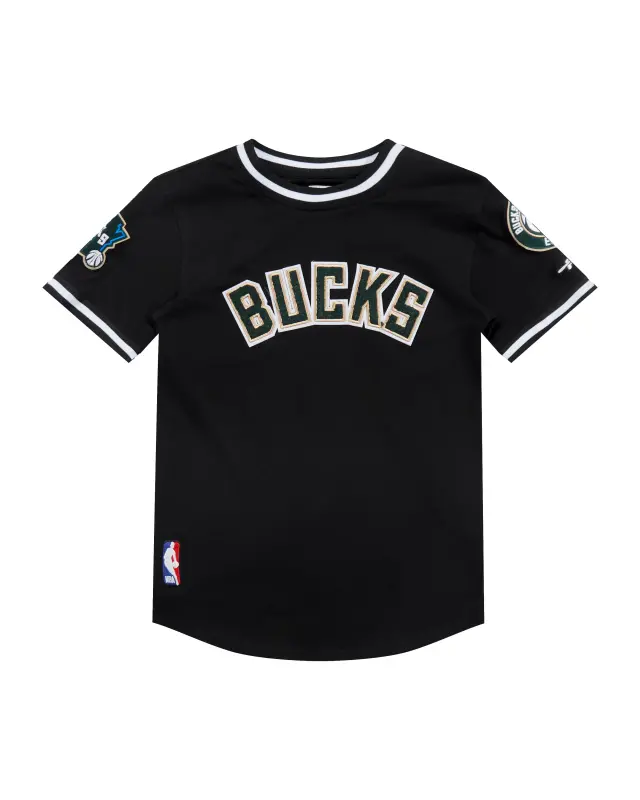 nba milwaukee bucks classic little boys short sleeve striped rib tee black