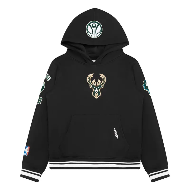 nba milwaukee bucks retro classic big boys rib fleece pullover hoodie black