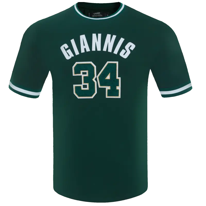 nba milwaukee bucks giannis anteokounmpo 34 mens double knit tee forest green