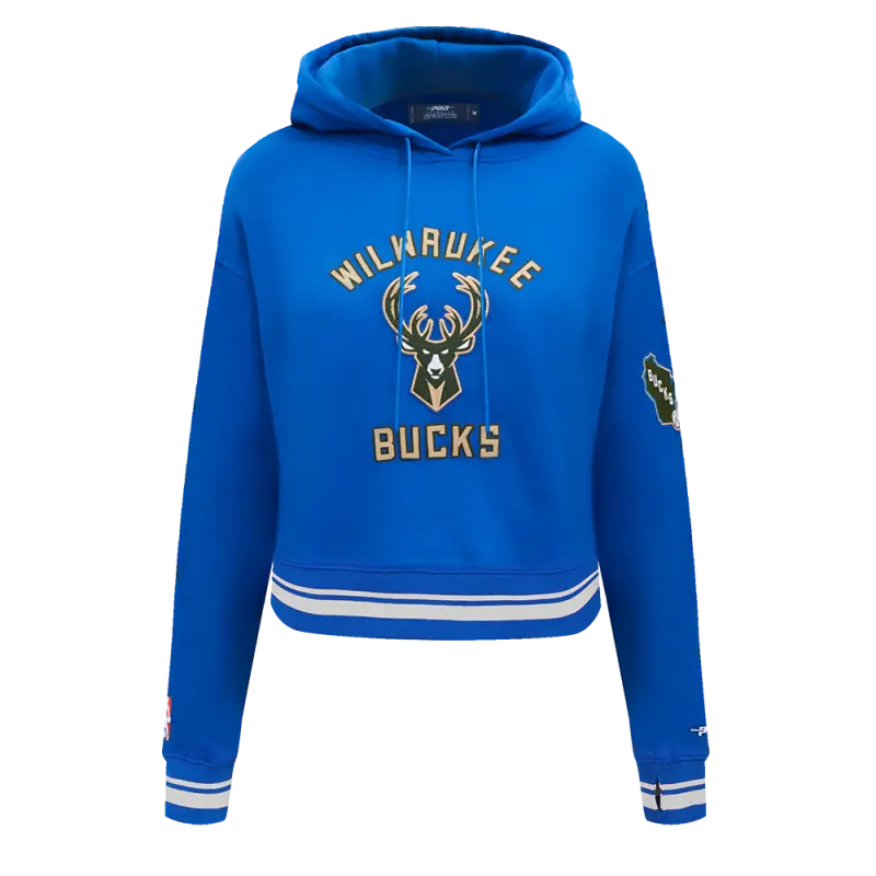 nba milwaukee bucks city edition 24-25 womens rib fleece cropped pullover hoodie royal blue